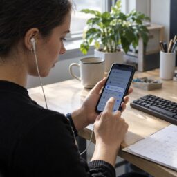 Специалист проверяет доступность приложения на смартфоне перед выпуском